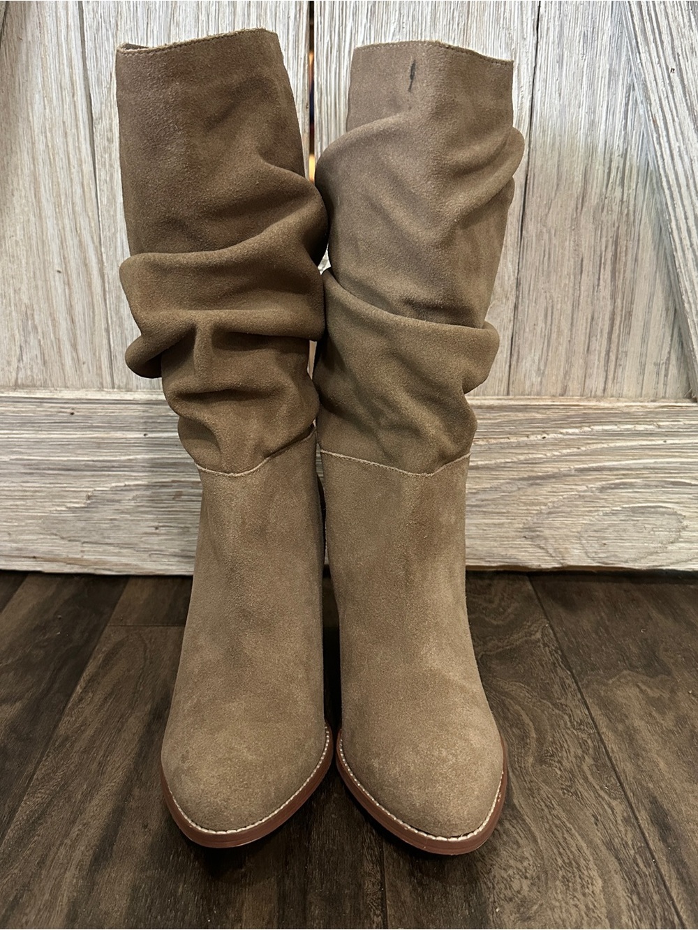 Chinese Laundry Stella Mink Suede Leather Slouchy Mid-Calf Boots - Picture 3 of 12